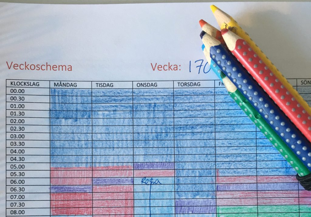 Veckoschema är ett verktyg som bidrar till struktur i Mitt bästa LedarJag